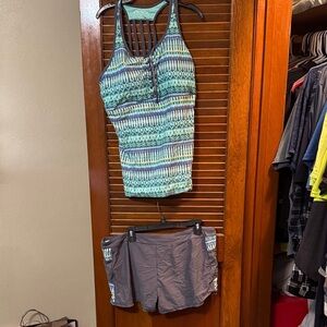 Free Country Teal and Gray Bikini Set